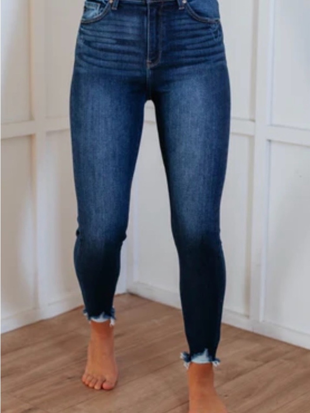 KanCan Indigo High-Rise Skinny Jeans with Raw Hem